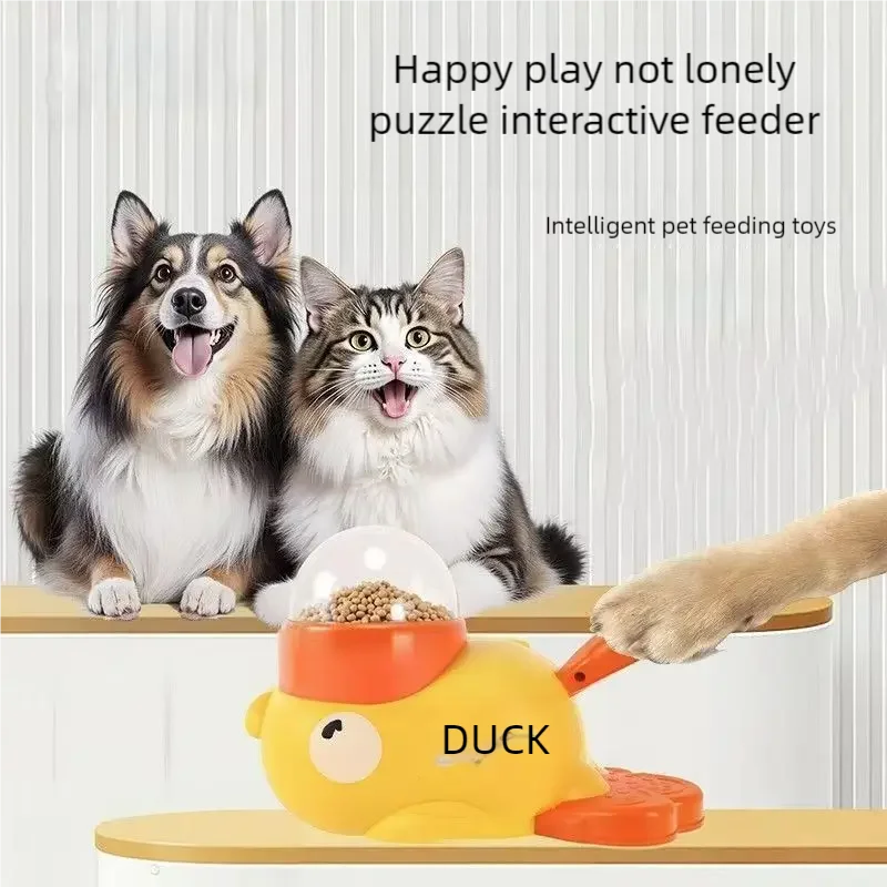 Cat&Dog Automatic Feeder Durable Cute Food Dispenser Training Dog Toy Duck Design Puzzle Slow Feeder Dog Supplies