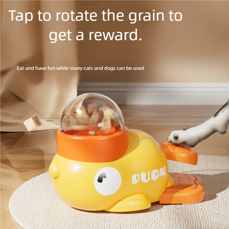 Cat&Dog Automatic Feeder Durable Cute Food Dispenser Training Dog Toy Duck Design Puzzle Slow Feeder Dog Supplies