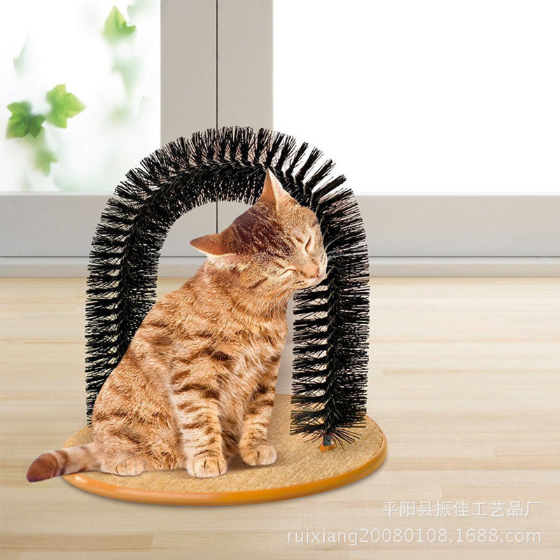  Cat Grooming Arch & Scratch Pad – Self-Grooming Brush, Massage & Interactive Toy