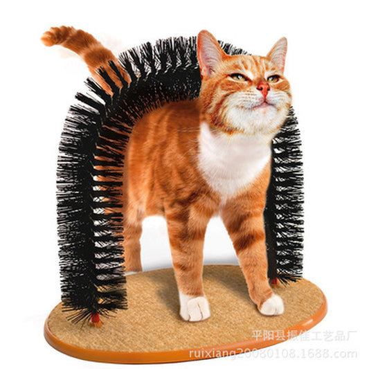  Cat Grooming Arch & Scratch Pad – Self-Grooming Brush, Massage & Interactive Toy