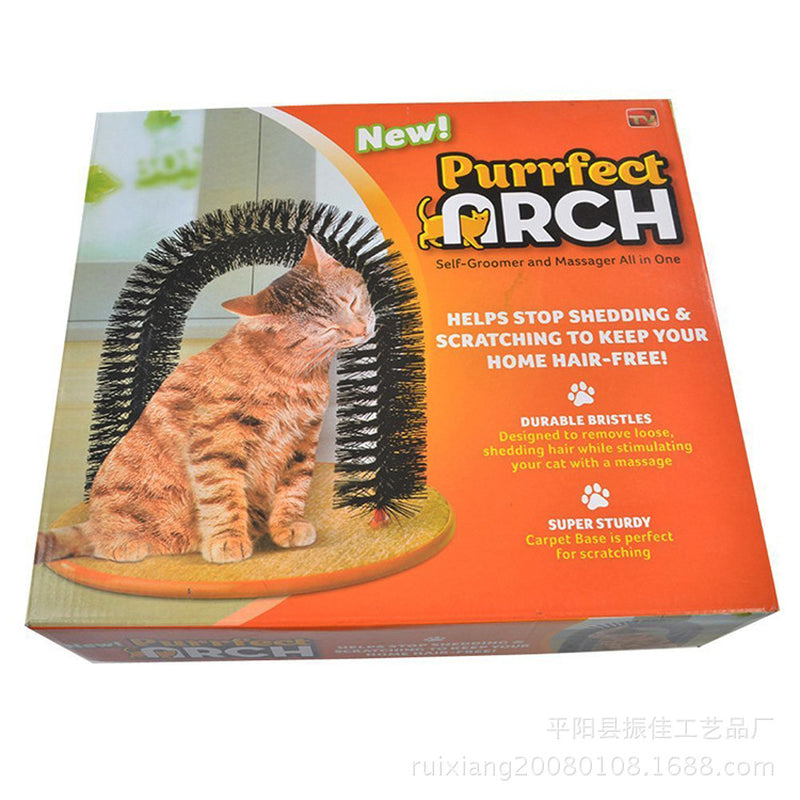  Cat Grooming Arch & Scratch Pad – Self-Grooming Brush, Massage & Interactive Toy